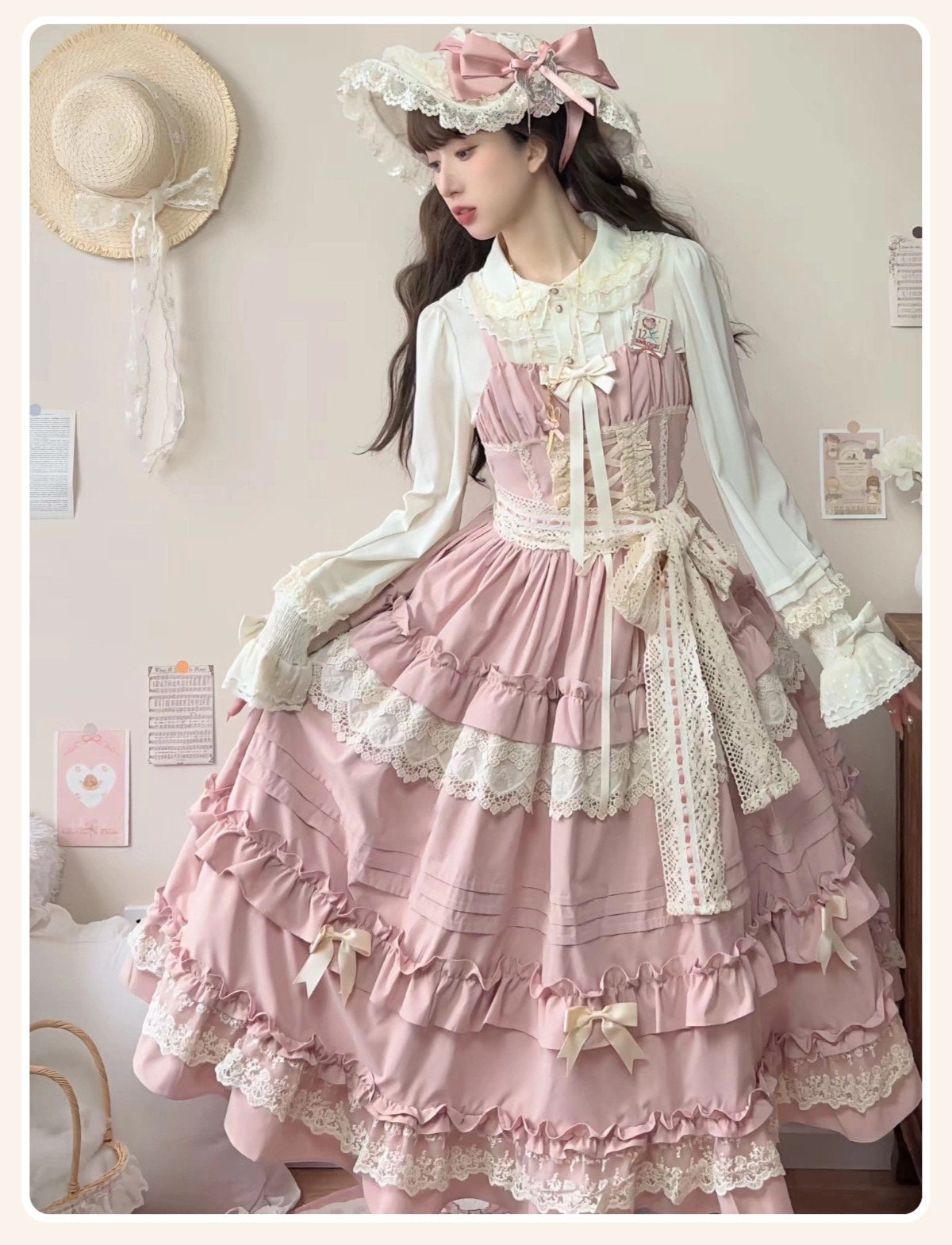 Qianmu Original - Lillian - Classical Lolita Jumper Skirt, tiered A-line