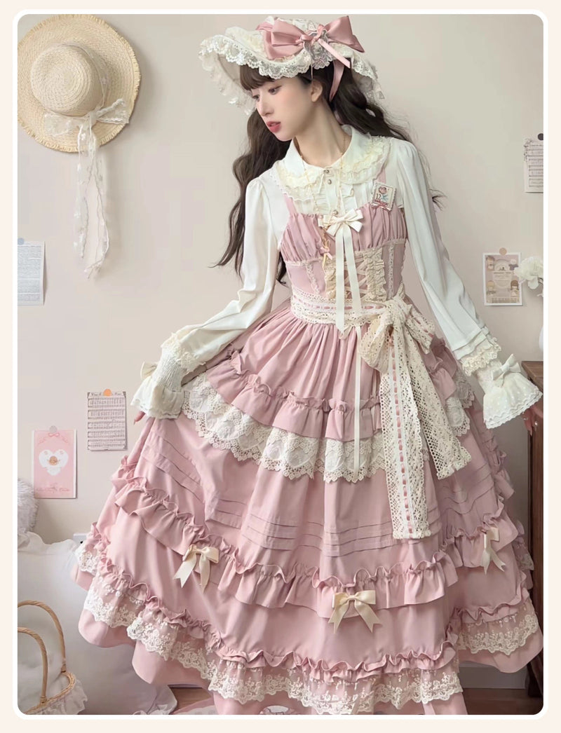 Qianmu Original - Lillian - Classical Lolita Jumper Skirt, tiered A-line