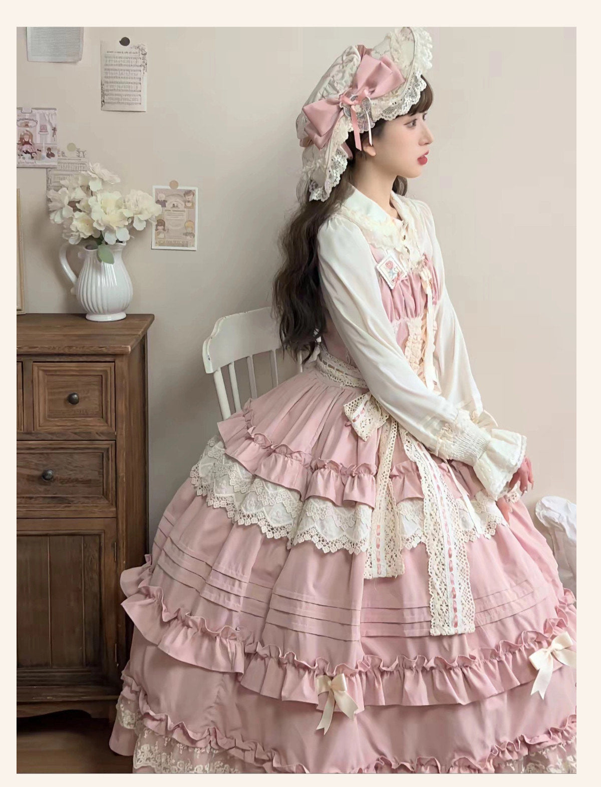 Qianmu Original - Lillian - Classical Lolita Jumper Skirt, tiered A-line