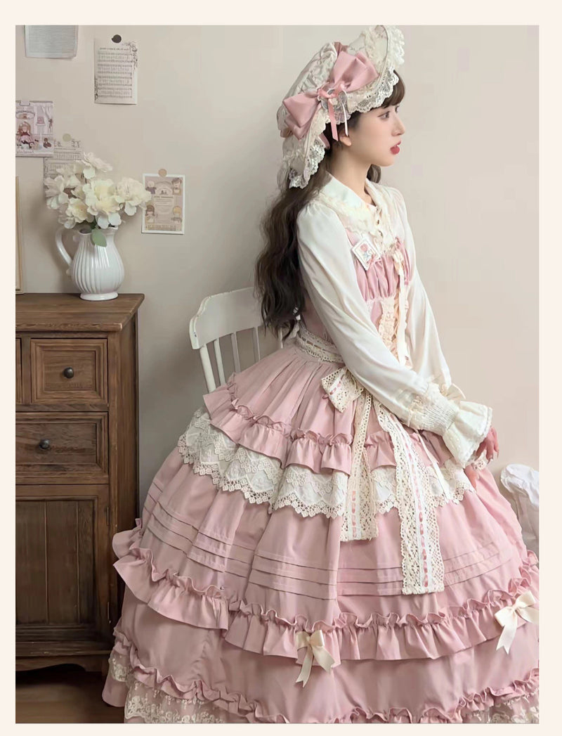 Qianmu Original - Lillian - Classical Lolita Jumper Skirt, tiered A-line