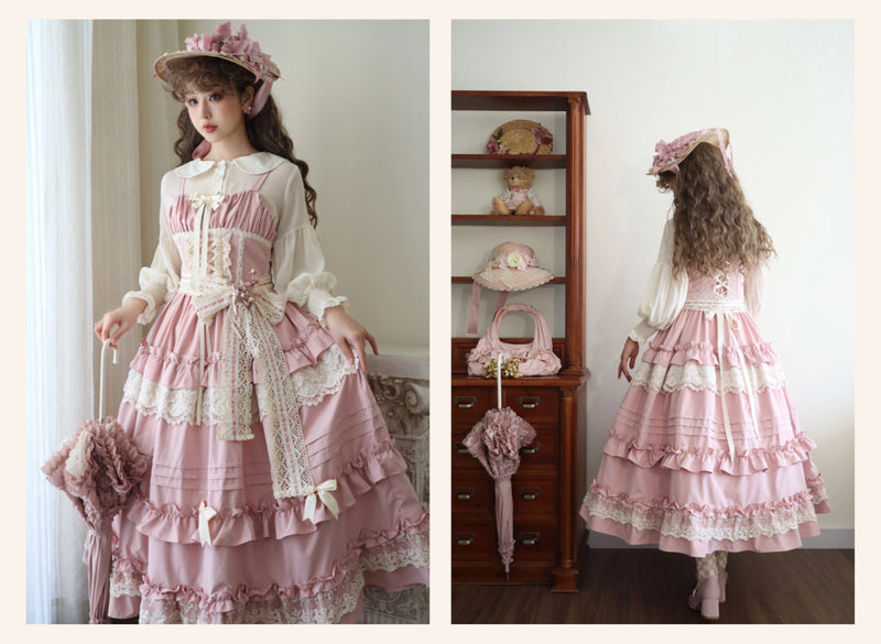 Qianmu Original - Lillian - Classical Lolita Jumper Skirt, tiered A-line