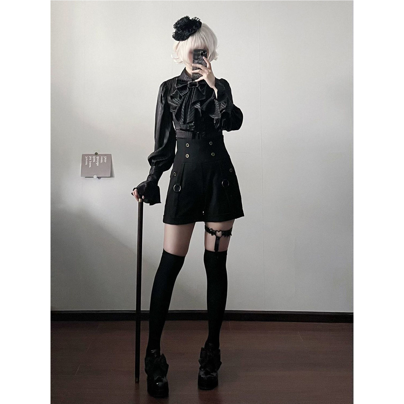 Creamy - Gothic Prince - Black Blouse and Shorts Set