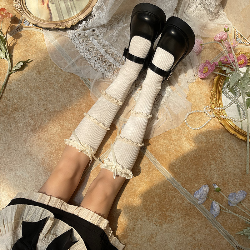 Sock Noble - Y2K Elegant - Three-Tier Lace Trim Socks
