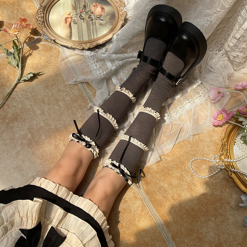 Sock Noble - Y2K Elegant - Three-Tier Lace Trim Socks
