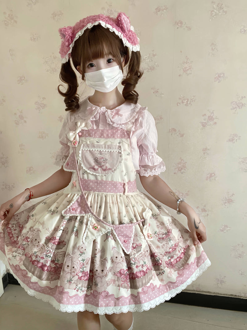 Pink Berry suspenders variant for the Blueberry Tart Party Lolita JSK