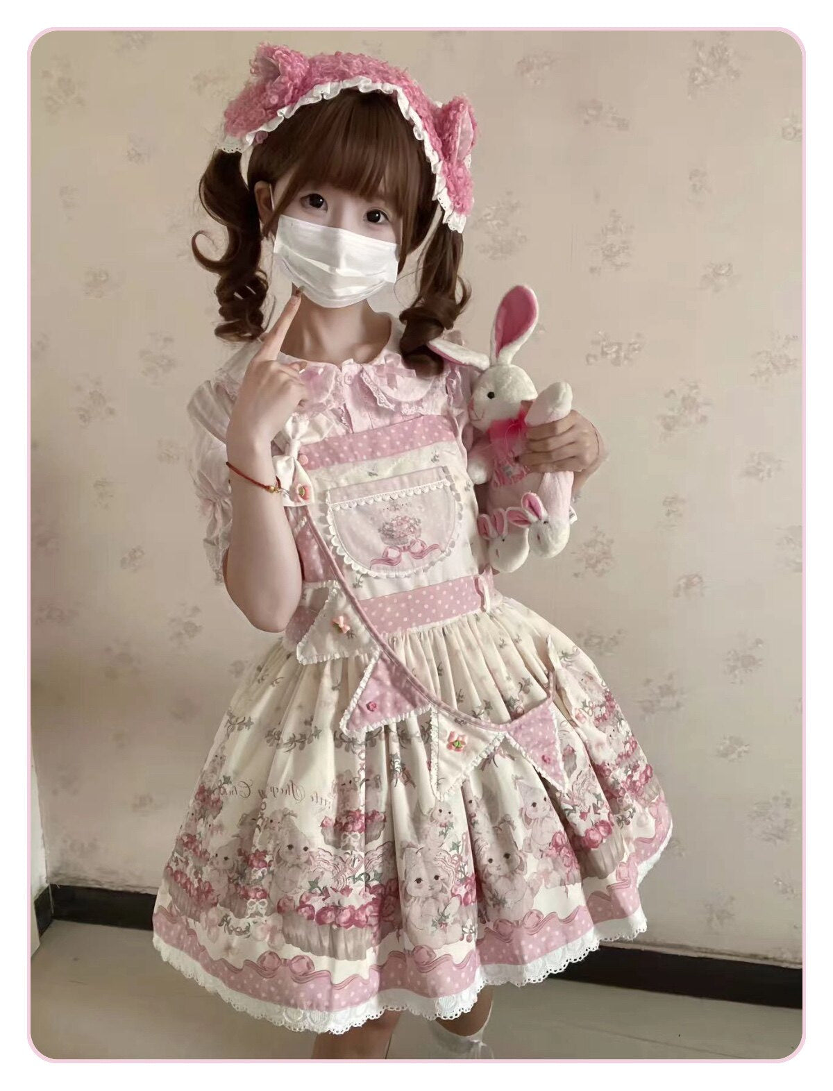 School Friends - Pink Blueberry Tart Party - Sweet Lolita JSK with bunny