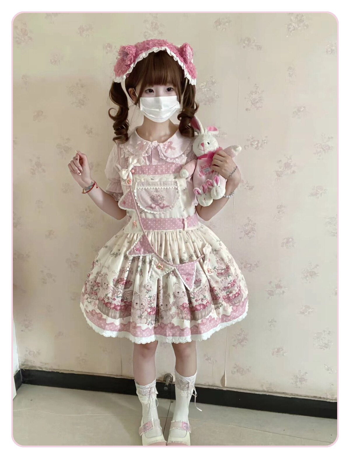 School Friends - Pink Blueberry Tart Party - Sweet Lolita JSK with bunny