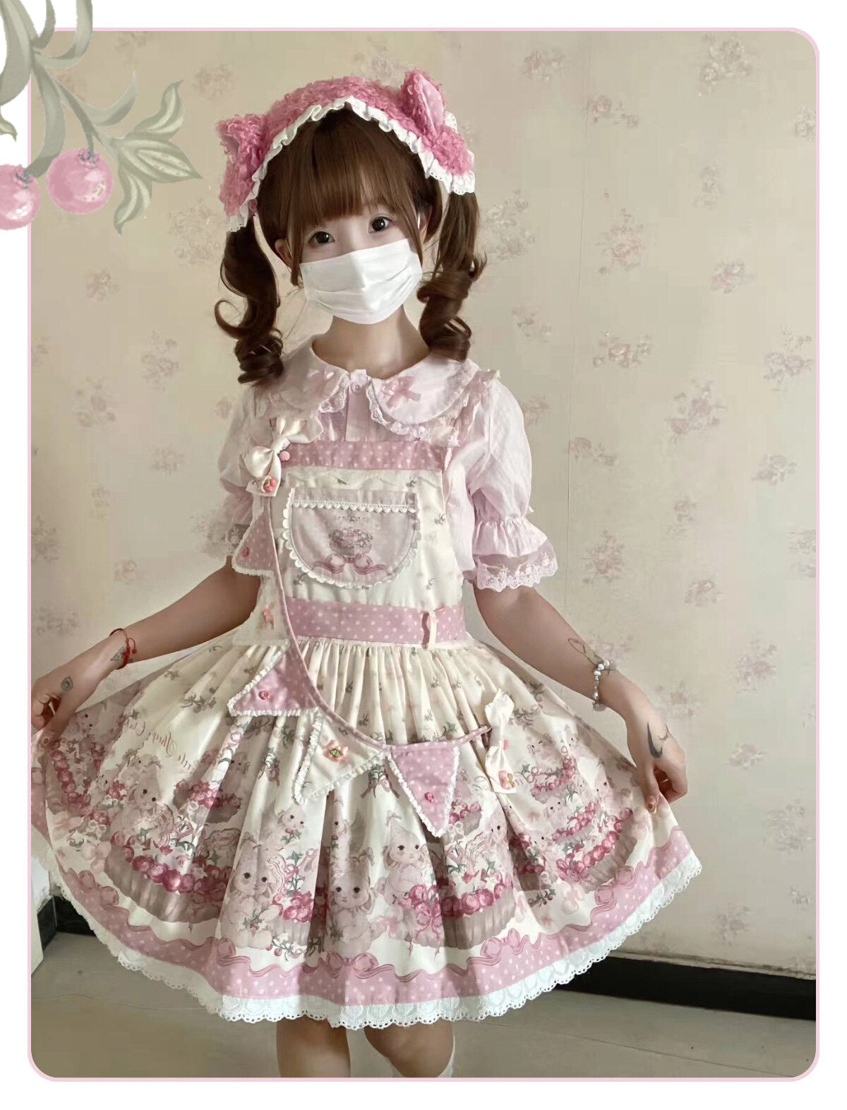 School Friends - Pink Blueberry Tart Party - Sweet Lolita JSK with bunny