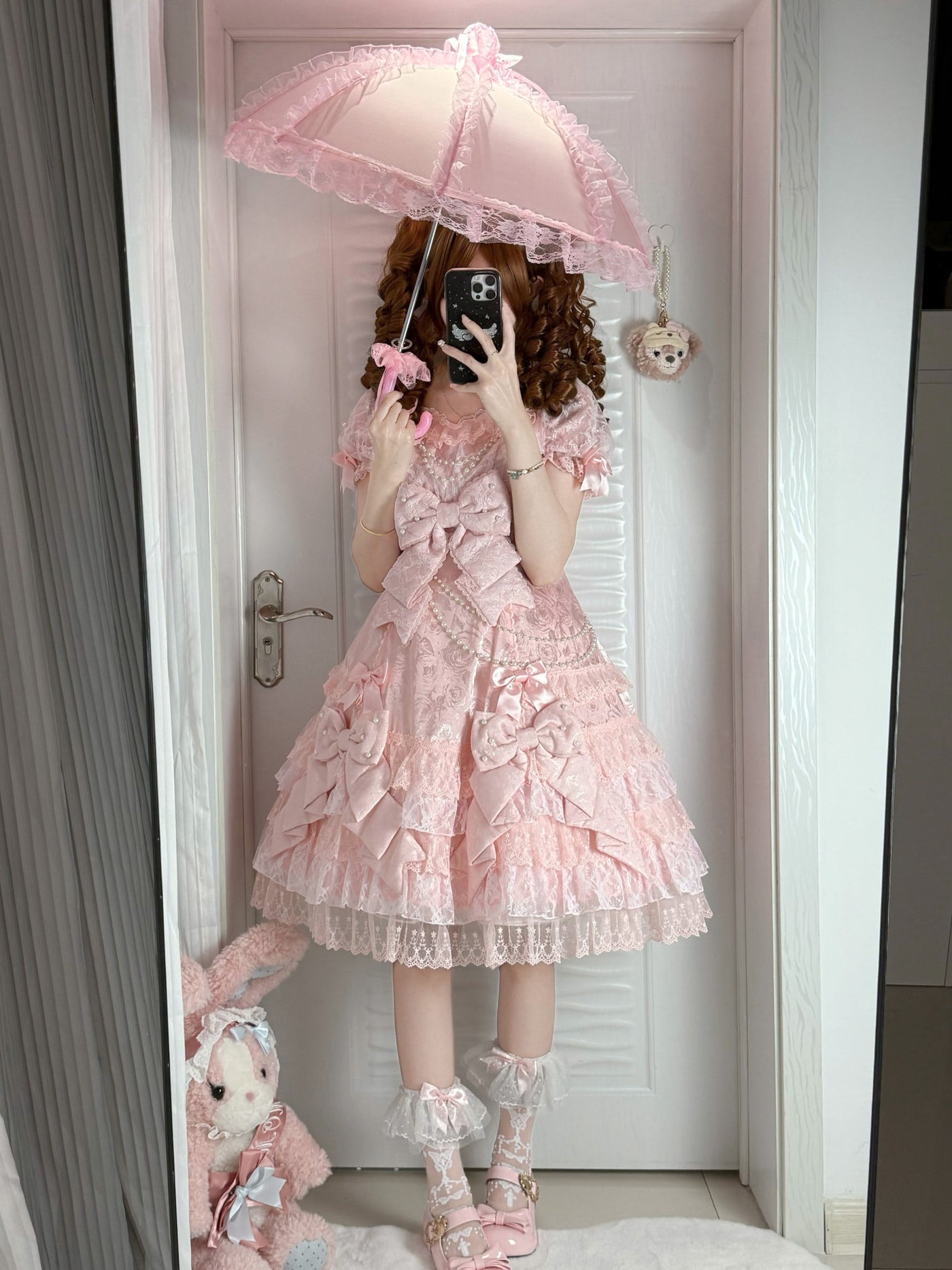 Fantasy Doll - Lace Trim - Ribbon Parasol