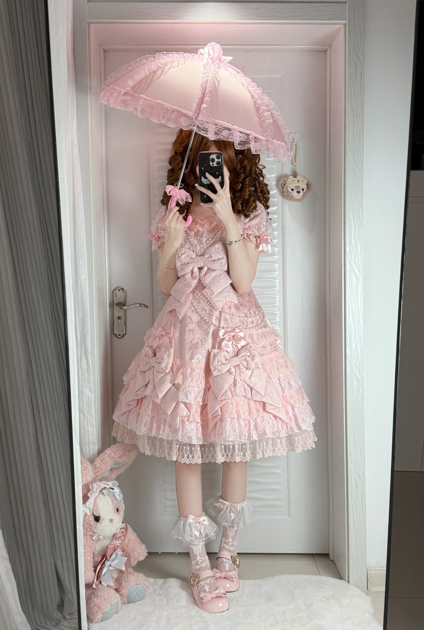 Fantasy Doll - Lace Trim - Ribbon Parasol