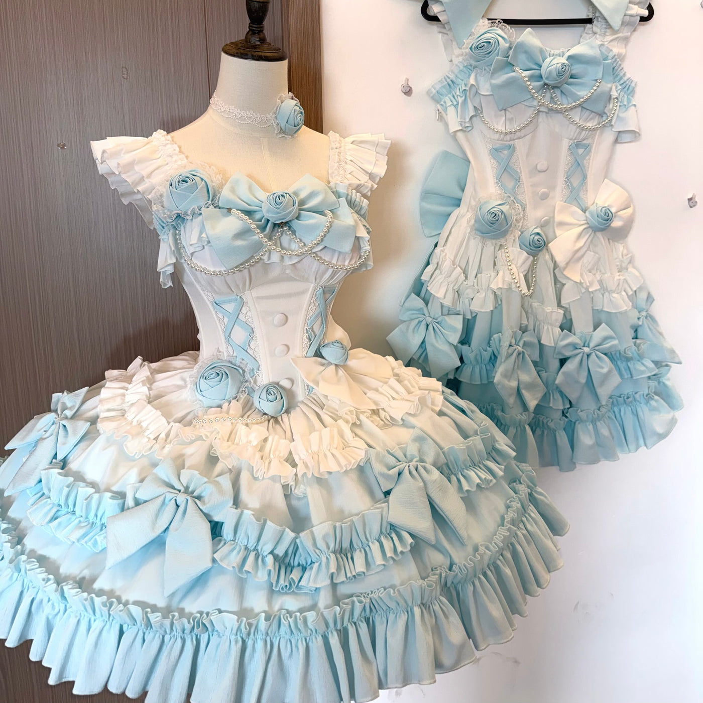 Dessert - Babalya Sweet Lolita Dress Set - Polka dot tiered skirt