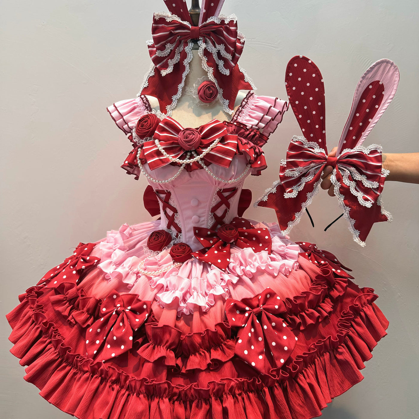Dessert - Babalya Sweet Lolita Dress Set - Polka dot tiered skirt