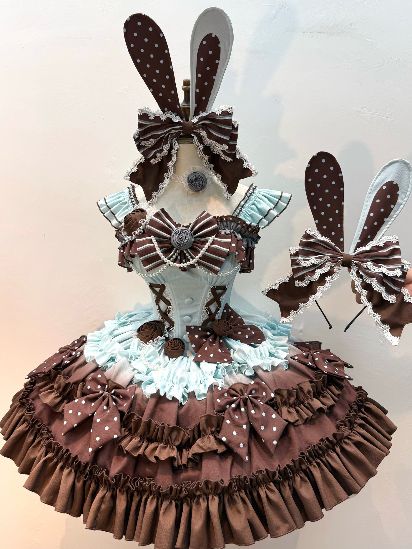 Dessert - Babalya Sweet Lolita Dress Set - Polka dot tiered skirt
