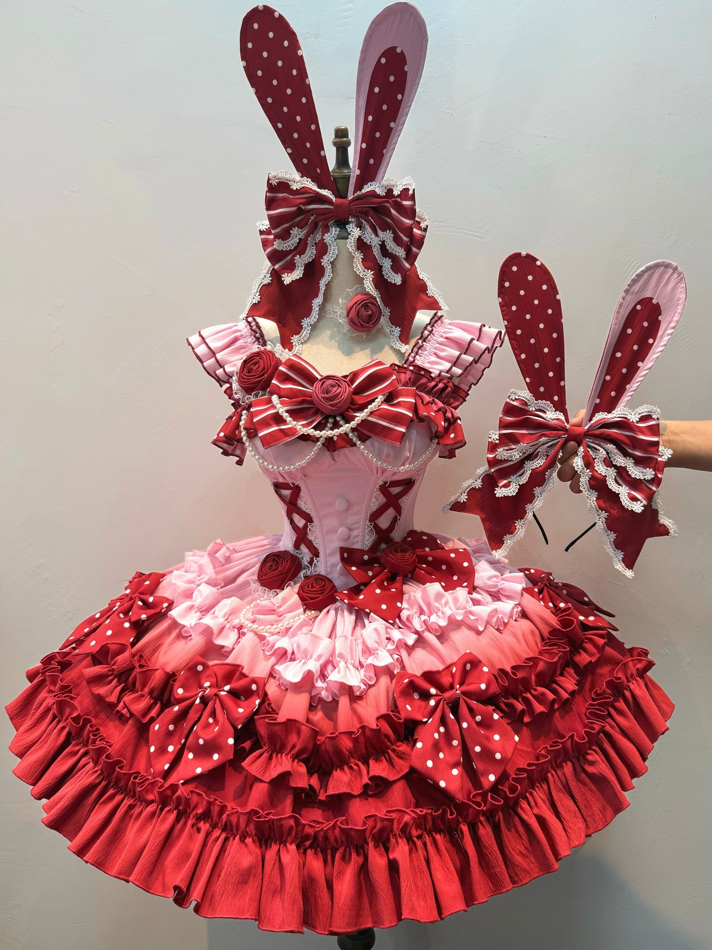 Dessert - Babalya Sweet Lolita Dress Set - Polka dot tiered skirt