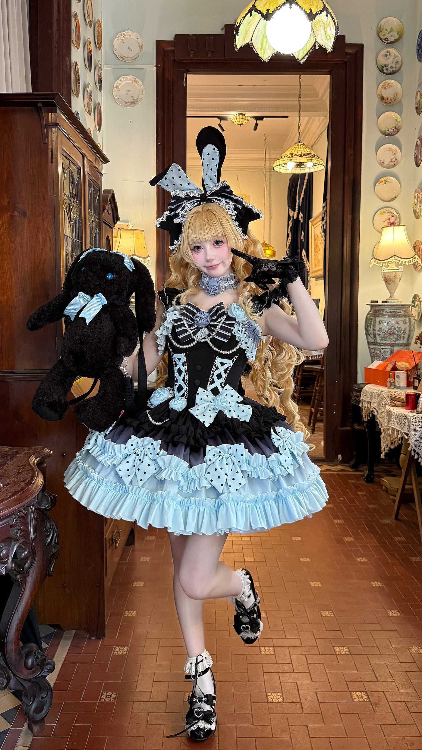 Dessert - Babalya Sweet Lolita Dress Set - Polka dot tiered skirt