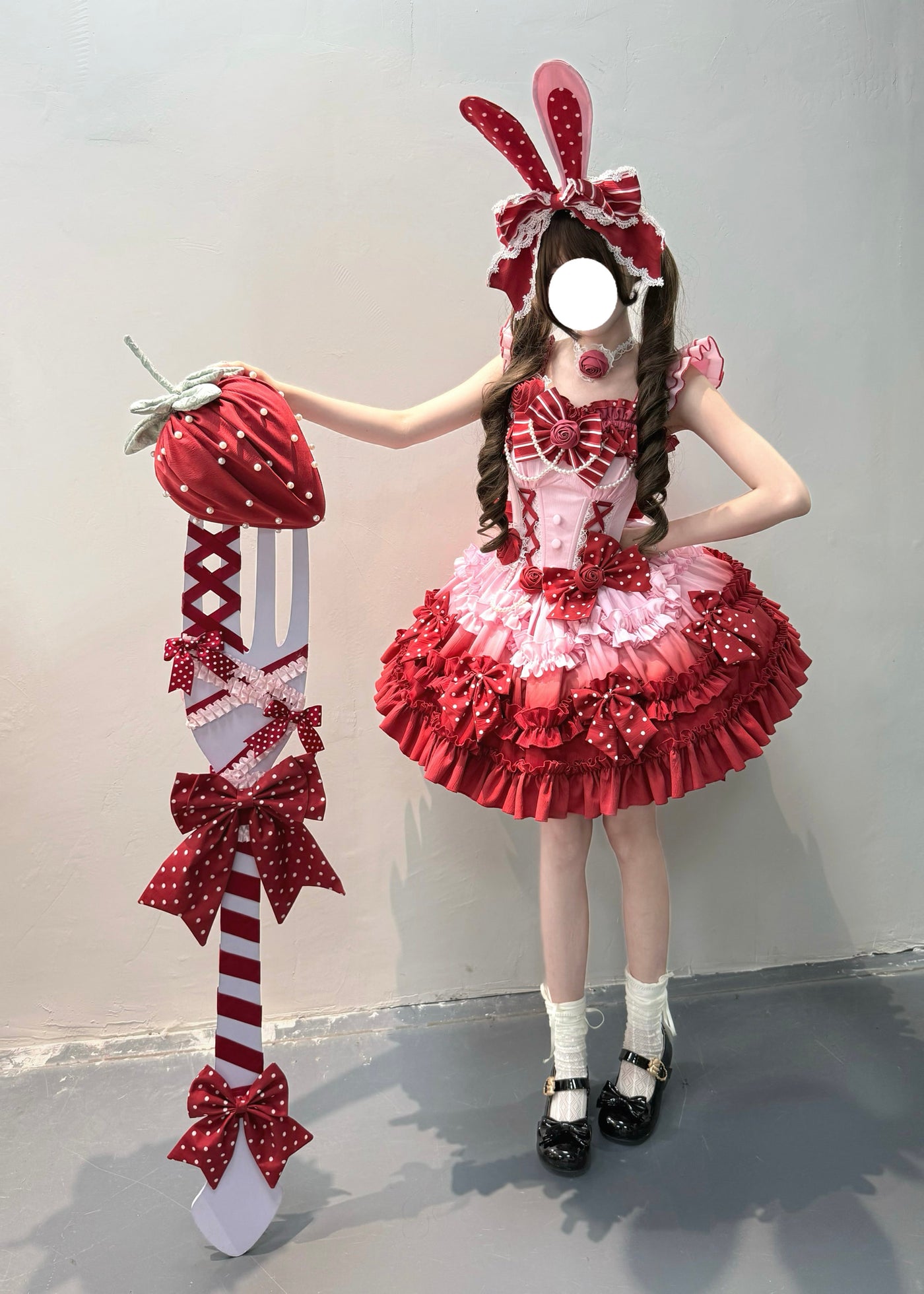Dessert - Babalya Sweet Lolita Dress Set - Polka dot tiered skirt