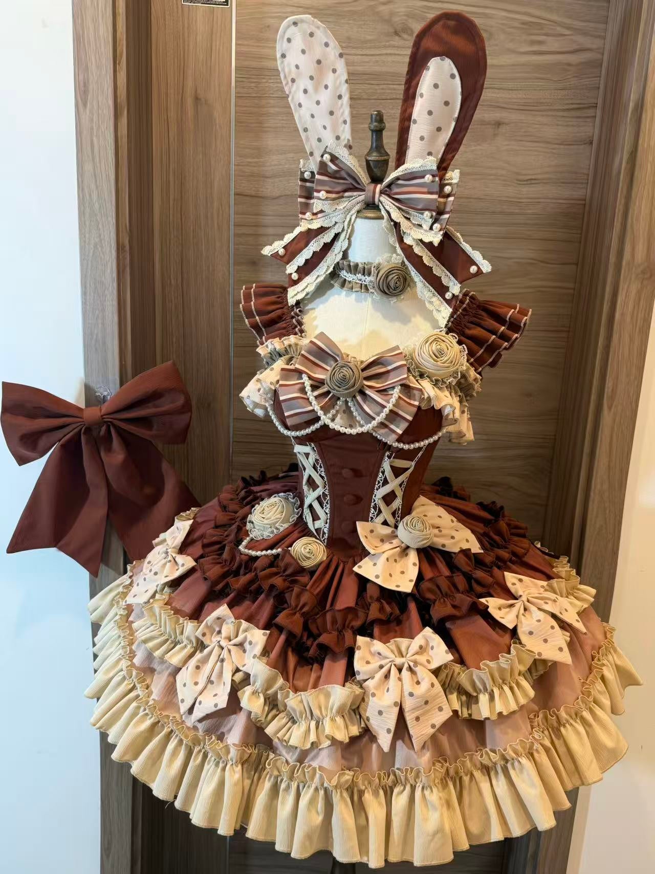 Dessert - Babalya Sweet Lolita Dress Set - Polka dot tiered skirt