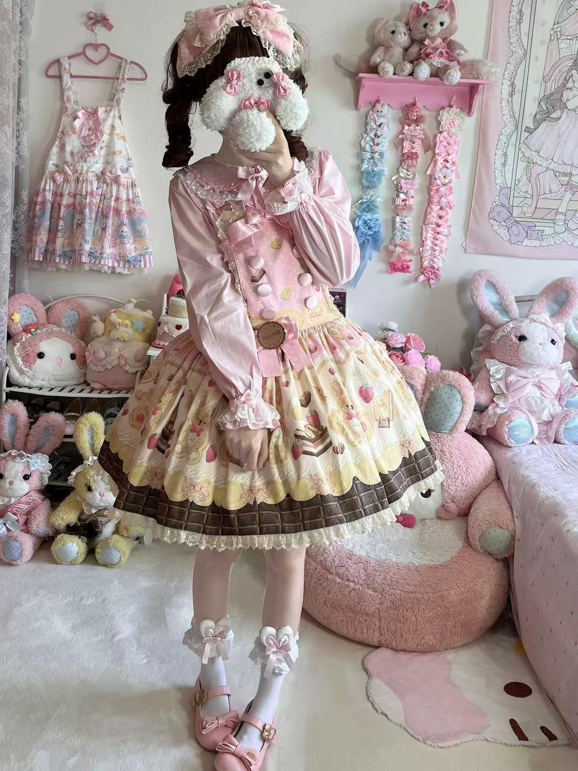 Sweetheart Dream Machine - Sweet Lolita Bear Ear Blouse - Long-sleeve sweet