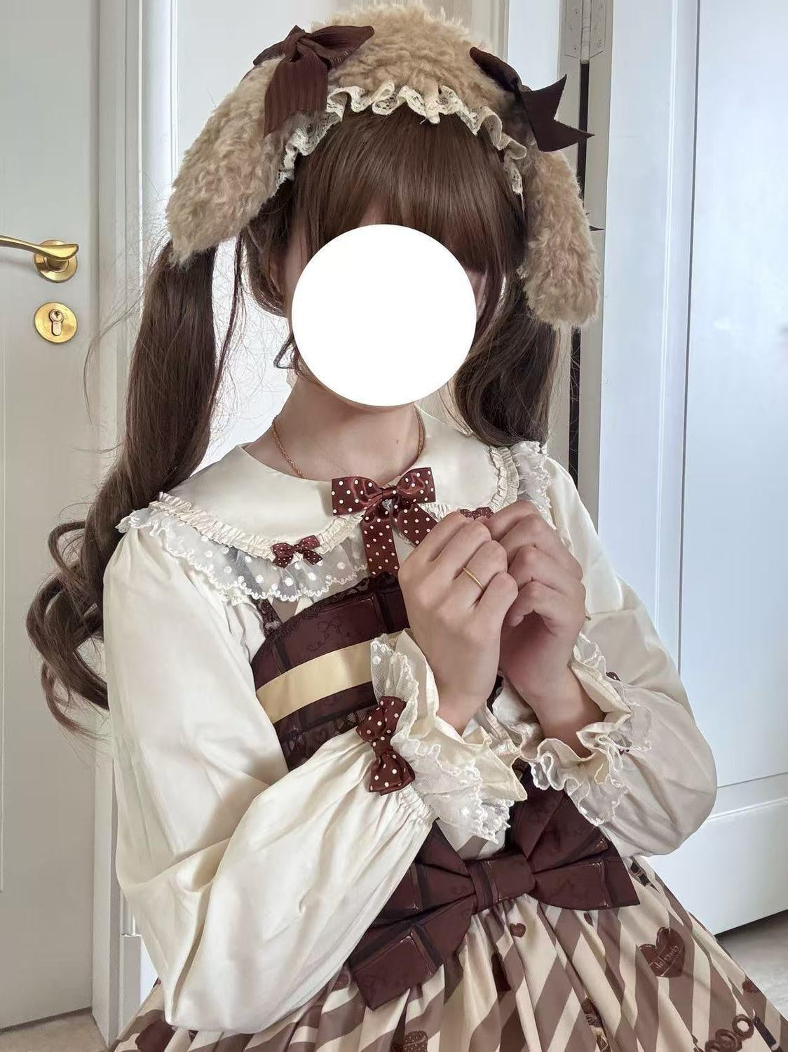 Sweetheart Dream Machine - Sweet Lolita Bear Ear Blouse - Long-sleeve sweet