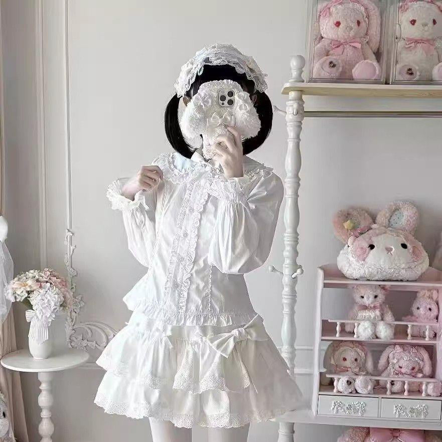 Sweetheart Dream Machine - Sweet Lolita Bear Ear Blouse - Long-sleeve sweet