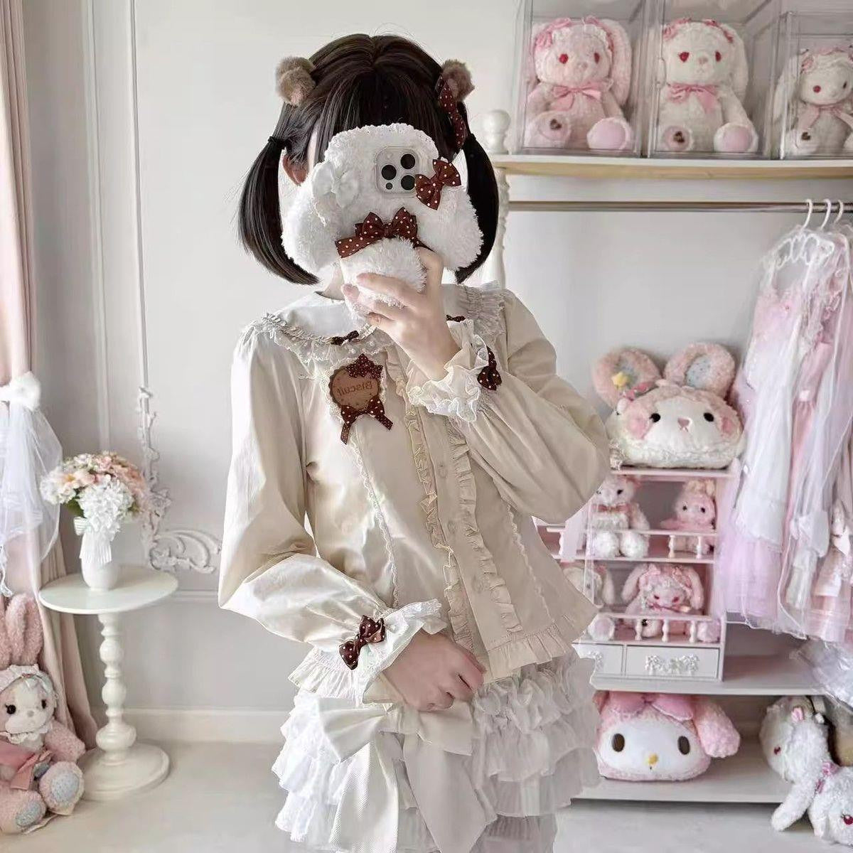 Sweetheart Dream Machine - Sweet Lolita Bear Ear Blouse - Long-sleeve sweet