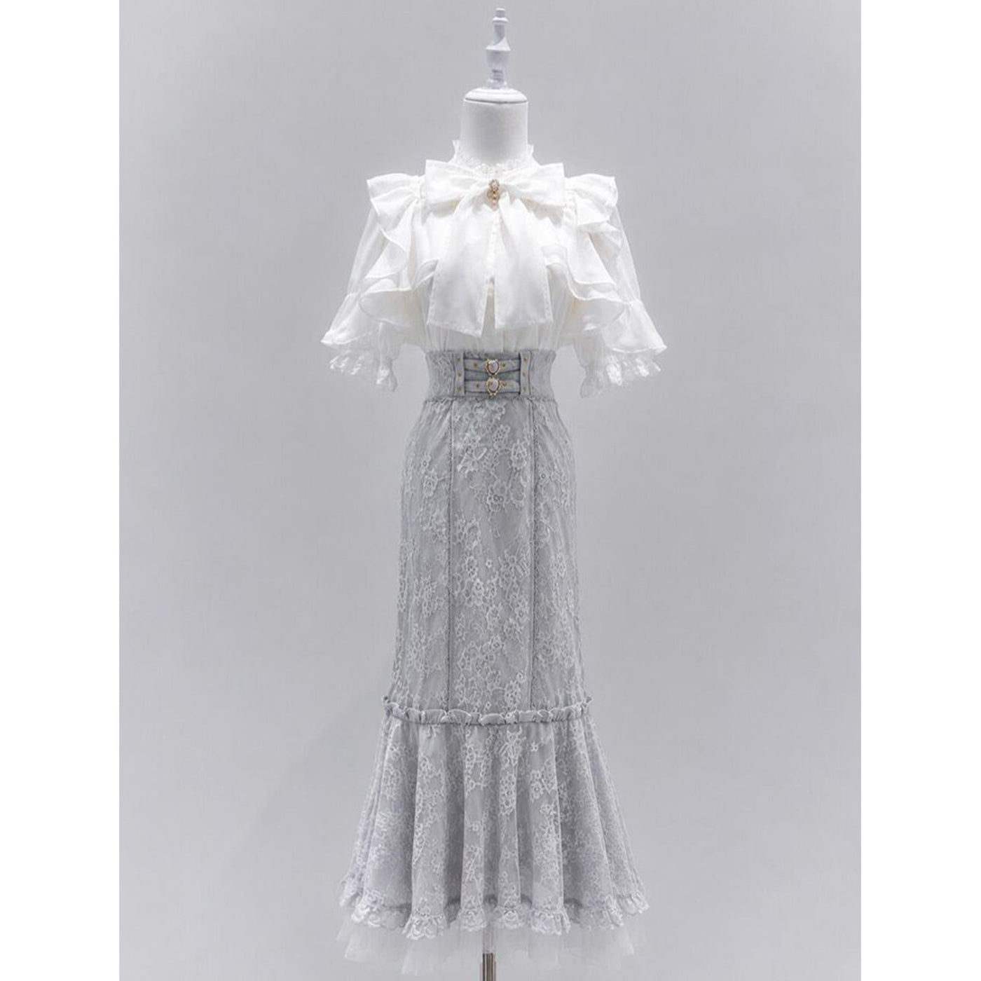 Creamy - Lace Fishtail - Blouse and Skirt Set