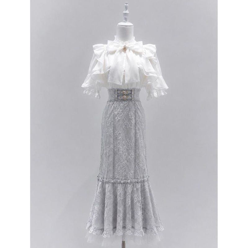 Creamy - Lace Fishtail - Blouse and Skirt Set