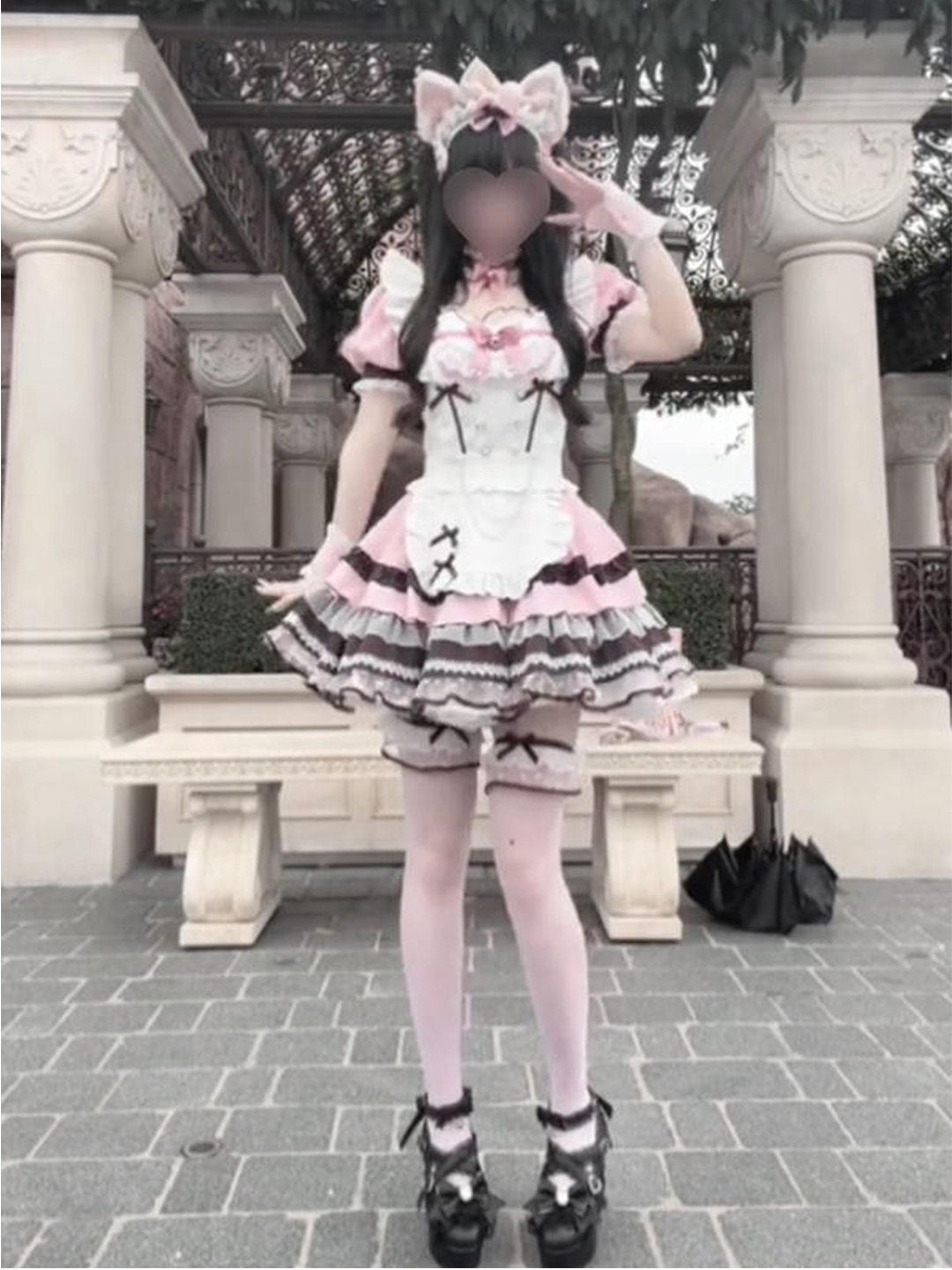 Creamy - Pink Bow - Dress and Apron Set