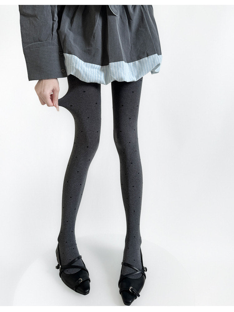 Fantasy Doll - Jacquard Patterned Tights - Heart and Polka Dot