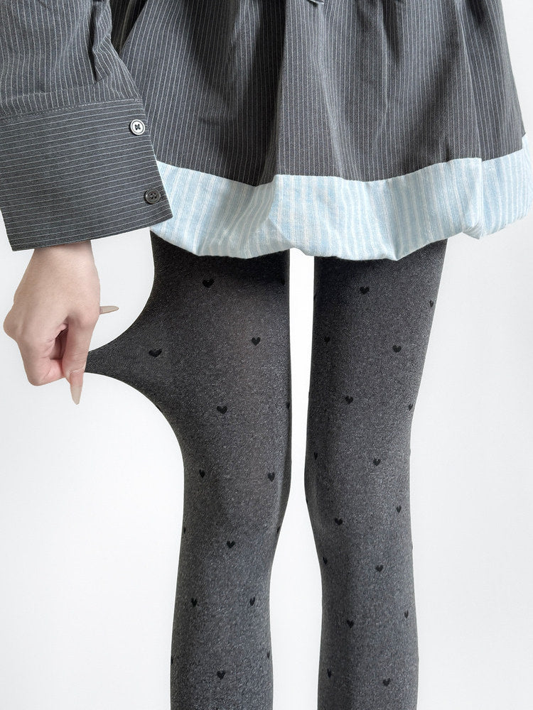 Fantasy Doll - Jacquard Patterned Tights - Heart and Polka Dot