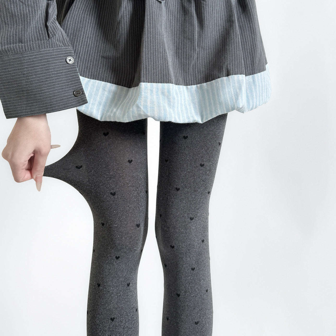 Fantasy Doll - Jacquard Patterned Tights - Heart and Polka Dot
