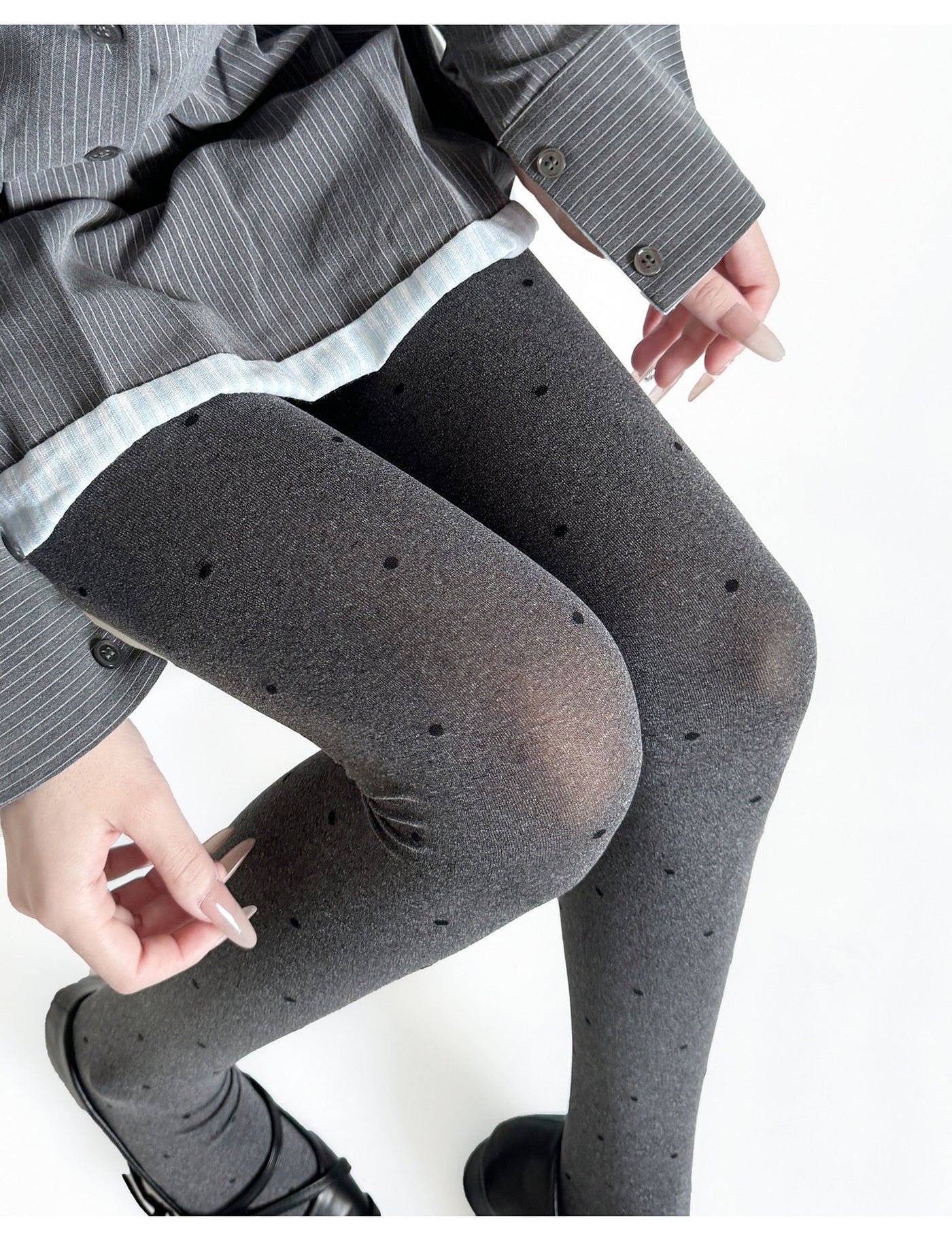Fantasy Doll - Jacquard Patterned Tights - Heart and Polka Dot