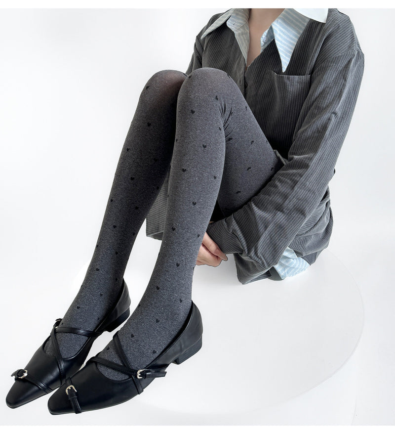 Fantasy Doll - Jacquard Patterned Tights - Heart and Polka Dot