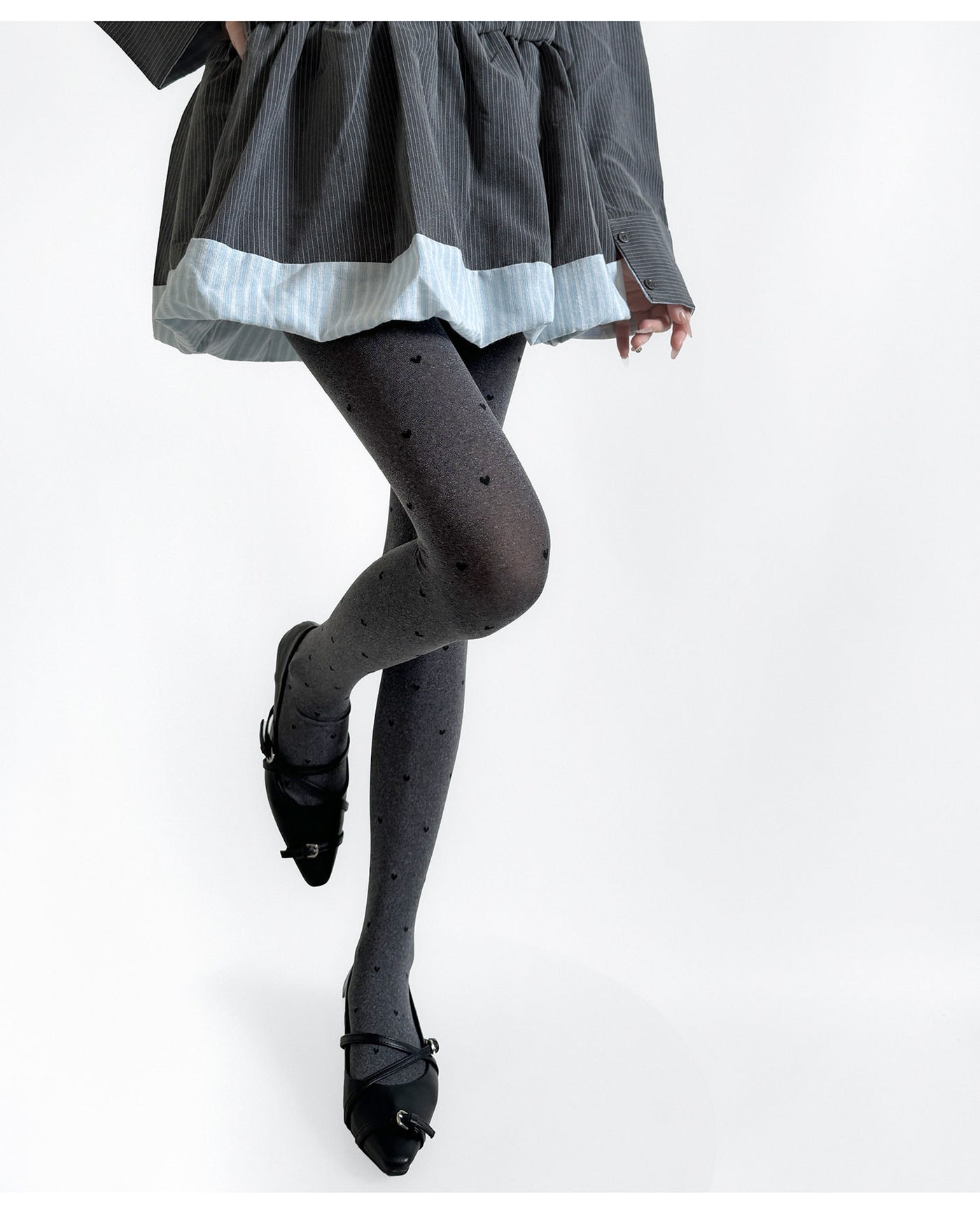 Fantasy Doll - Jacquard Patterned Tights - Heart and Polka Dot