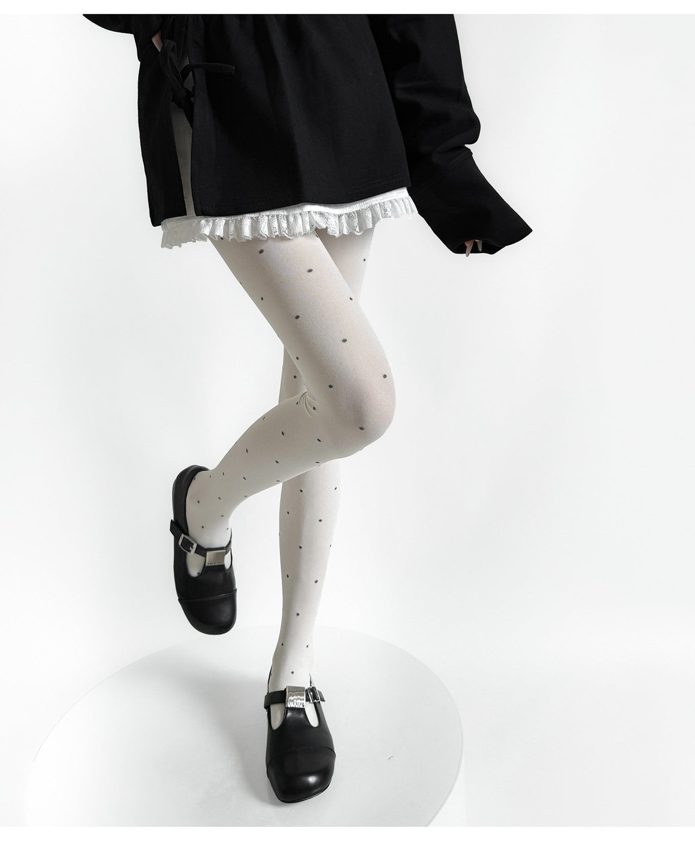 Fantasy Doll - Jacquard Patterned Tights - Heart and Polka Dot