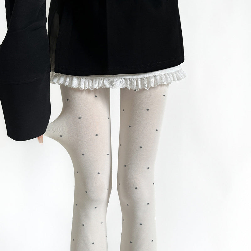 Fantasy Doll - Jacquard Patterned Tights - Heart and Polka Dot