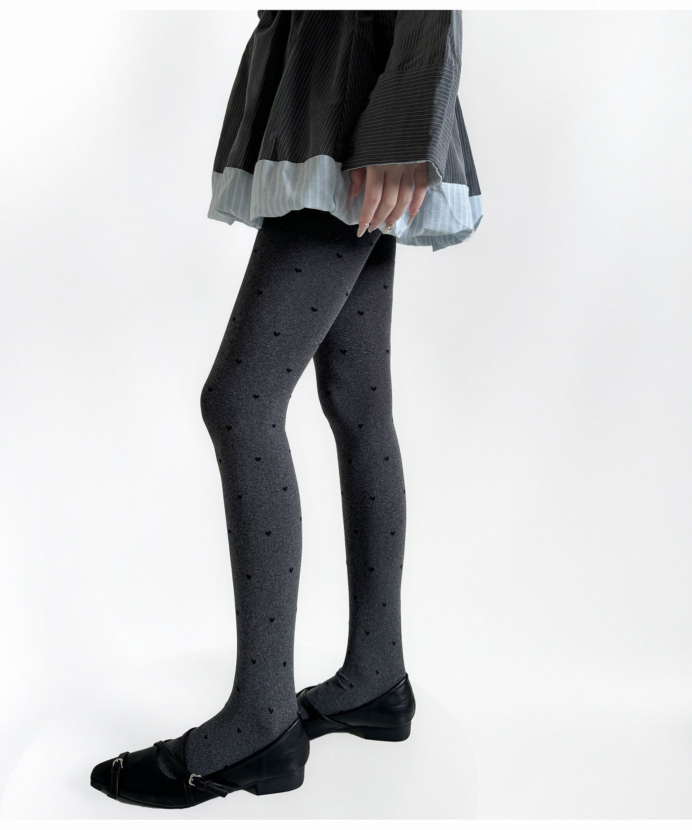 Fantasy Doll - Jacquard Patterned Tights - Heart and Polka Dot