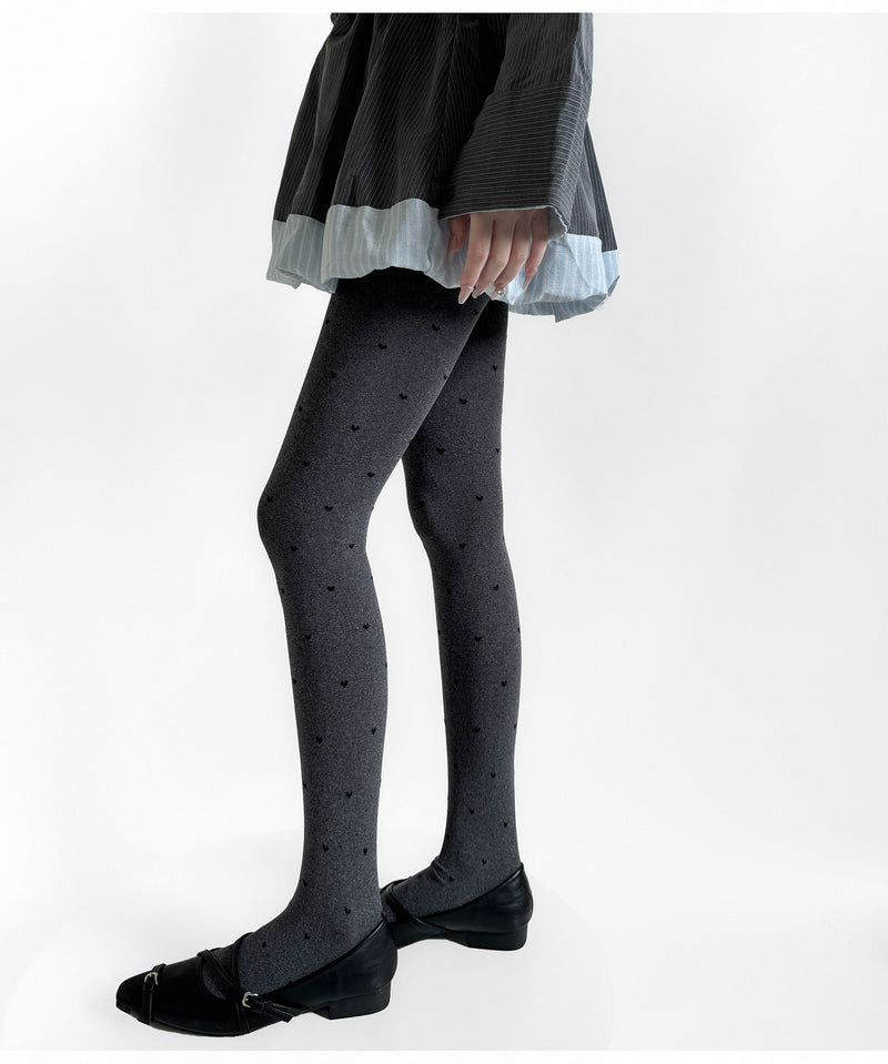 Fantasy Doll - Jacquard Patterned Tights - Heart and Polka Dot