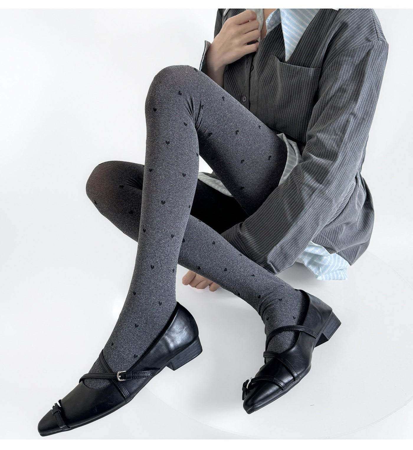 Fantasy Doll - Jacquard Patterned Tights - Heart and Polka Dot