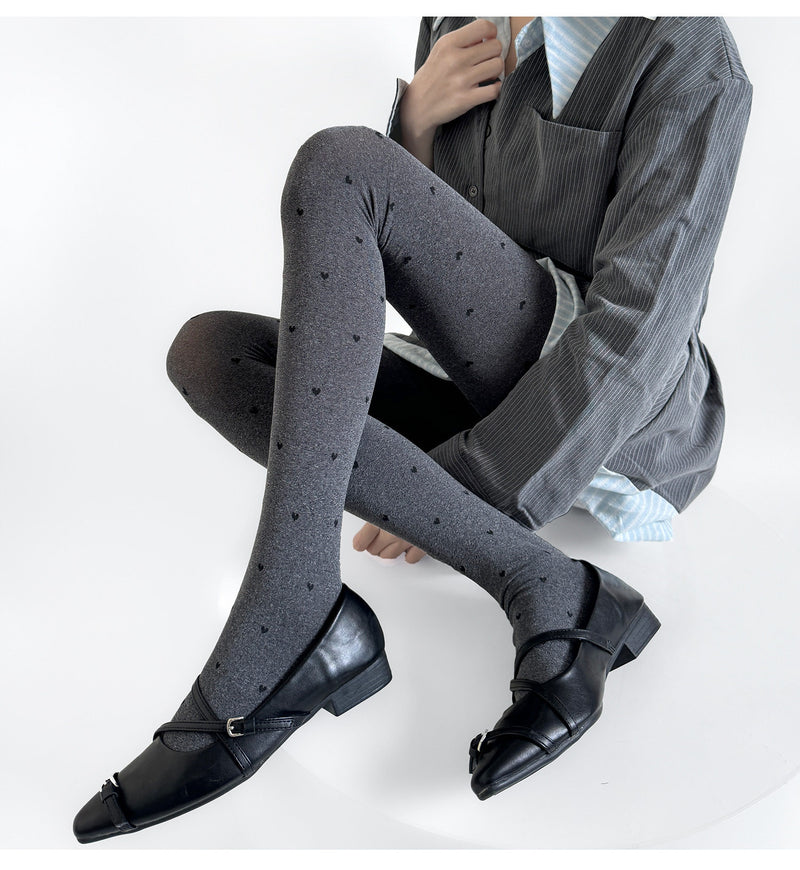 Fantasy Doll - Jacquard Patterned Tights - Heart and Polka Dot