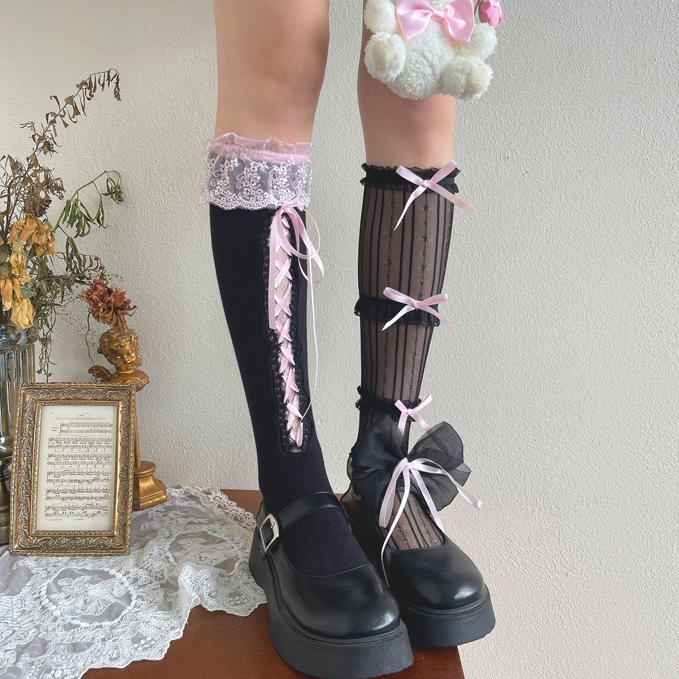 Sock Noble - Y2K Layered Lolita Socks - Mid-calf socks