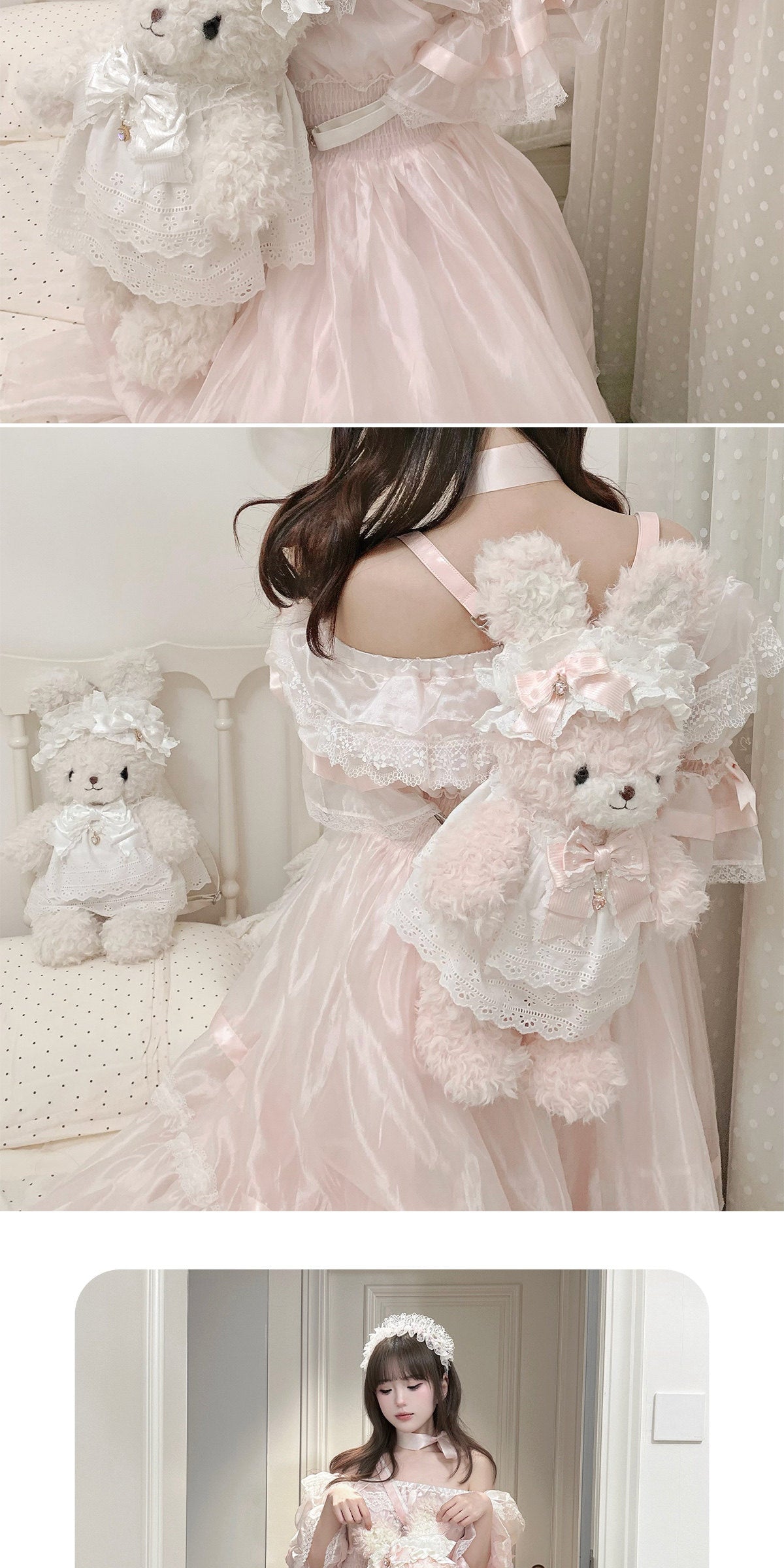 sheeppuff - Plush Rabbit Doll Lace Bag - Individually Selectable Lolita