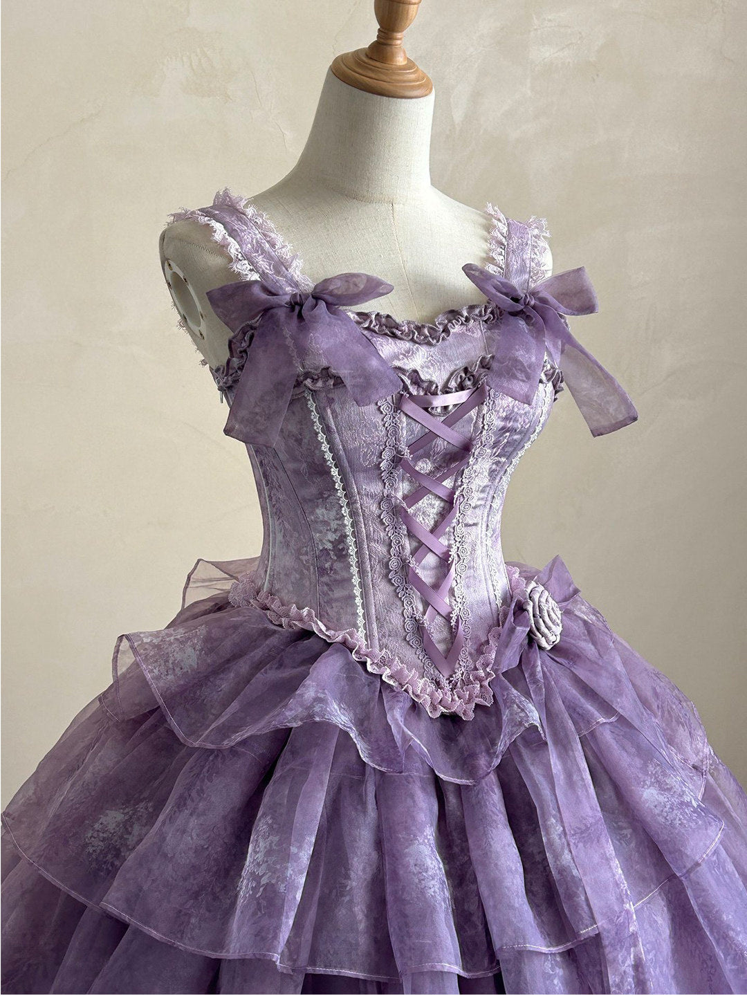 Tiered ruffled skirt and hip embellishment detail