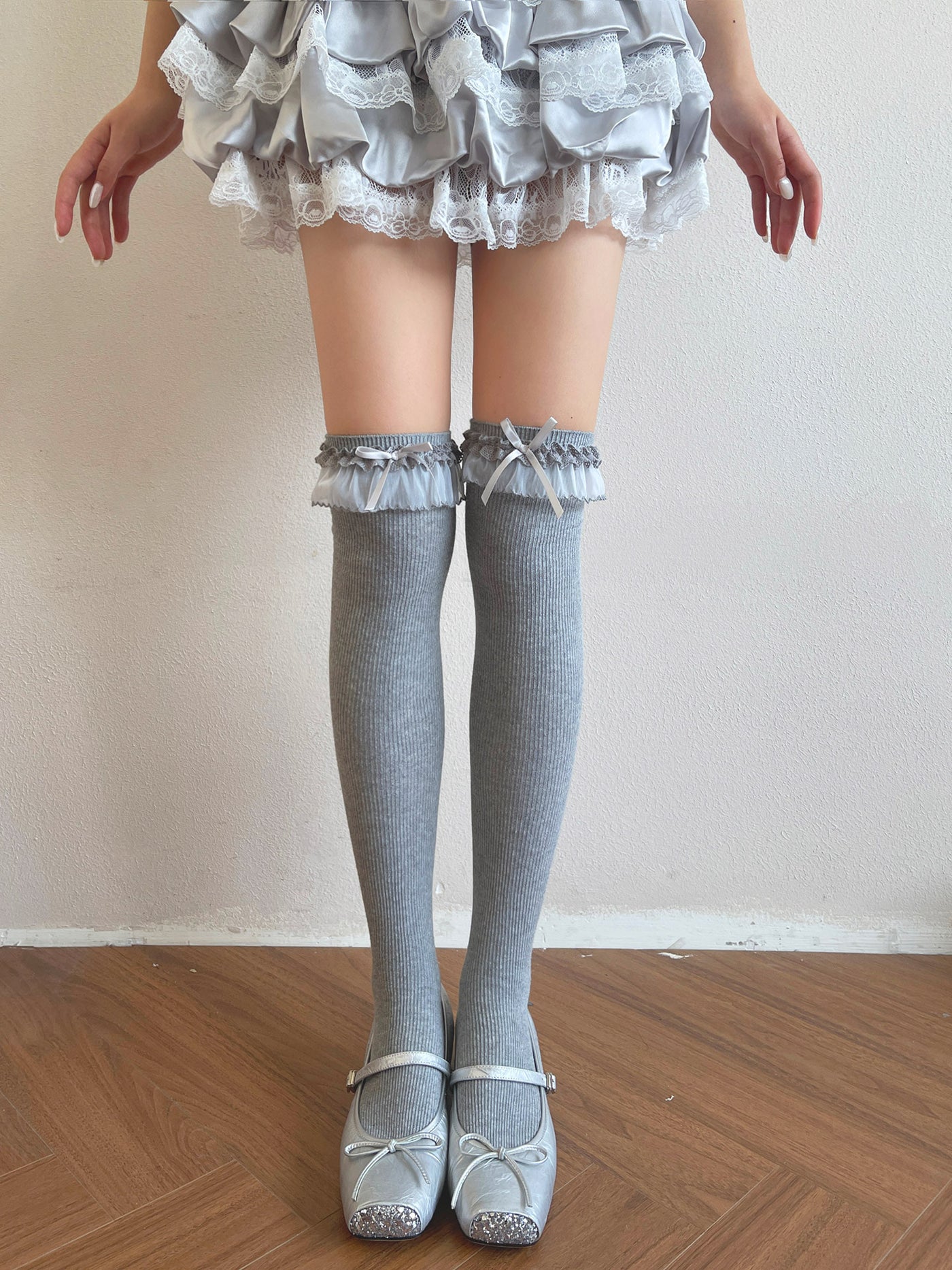Sock Noble - Sweet Lolita Double Lace Bow Socks - Socks