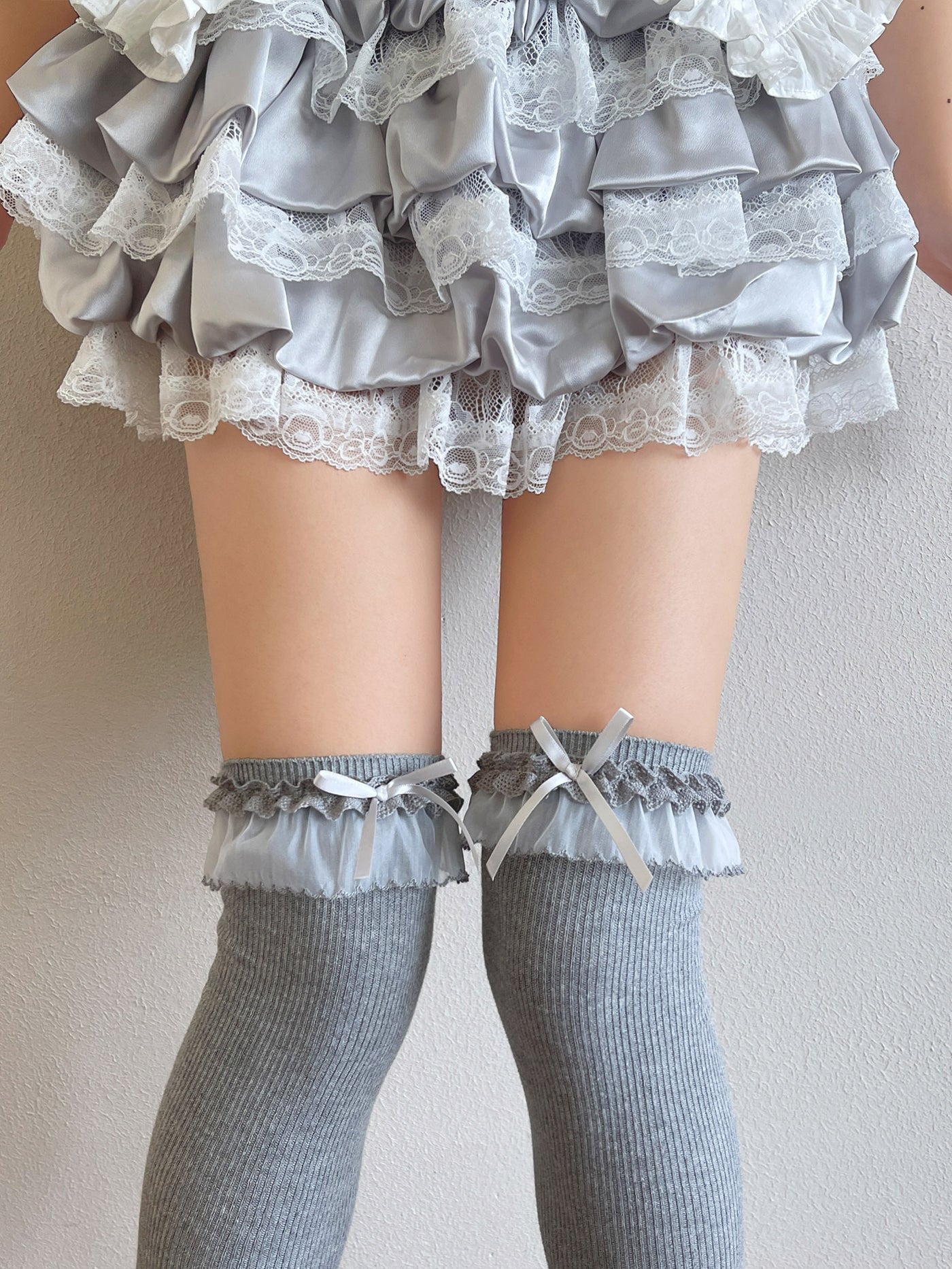 Sock Noble - Sweet Lolita Double Lace Bow Socks - Socks