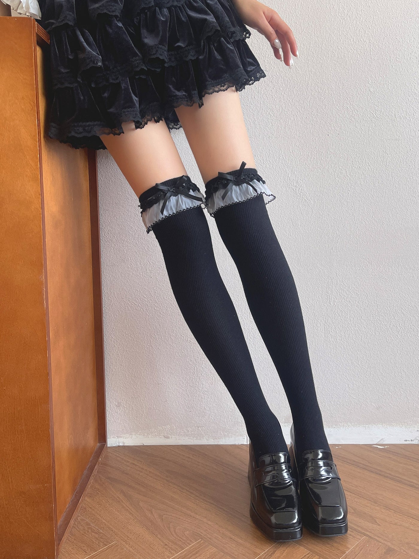 Sock Noble - Sweet Lolita Double Lace Bow Socks - Socks