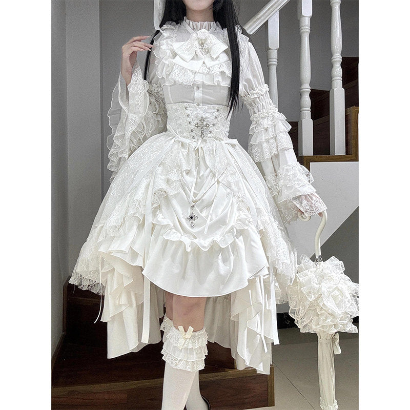 Creamy - Pure White Gothic - Three-Piece Dress Set