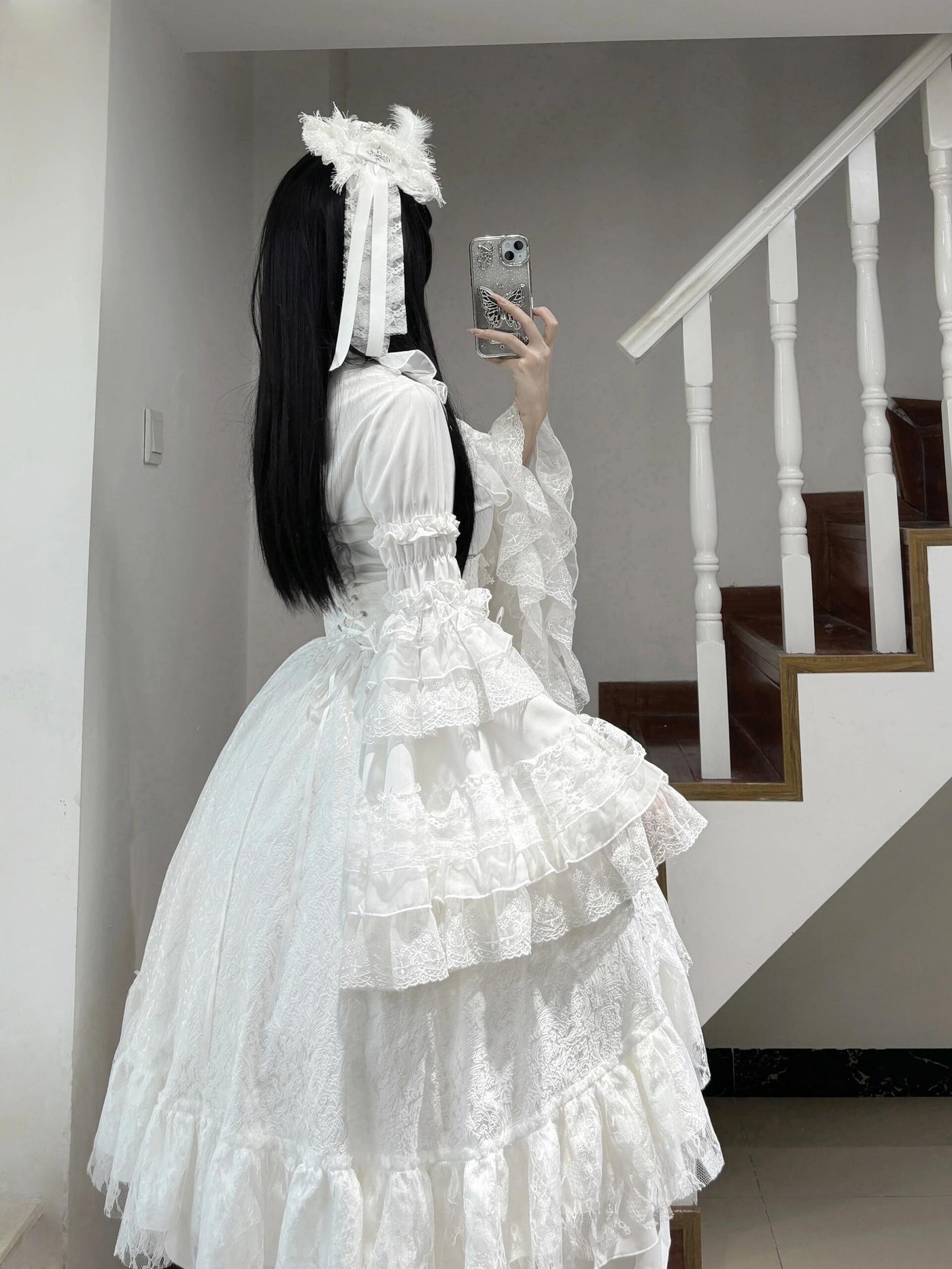 Creamy - Pure White Gothic - Three-Piece Dress Set