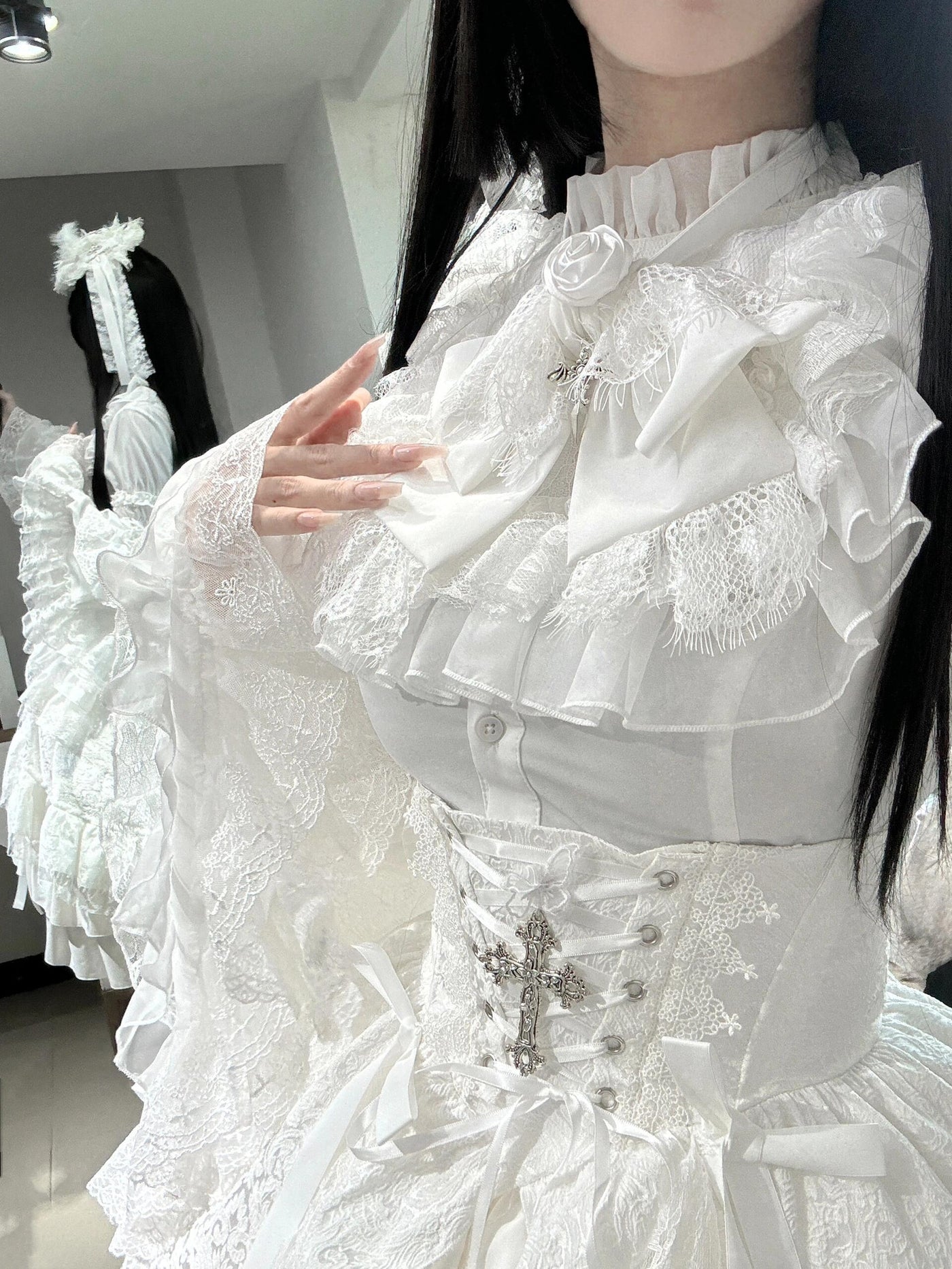 Creamy - Pure White Gothic - Three-Piece Dress Set