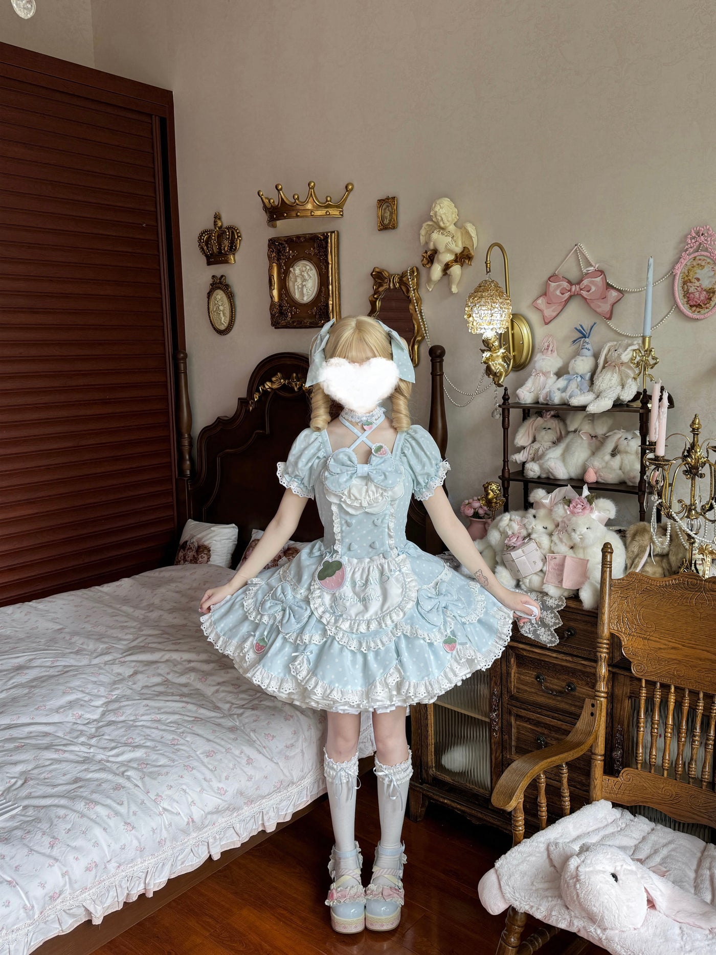Xian Diandian - Strawberry Polka Dot Lolita - Red base OP/JSK lolita dress